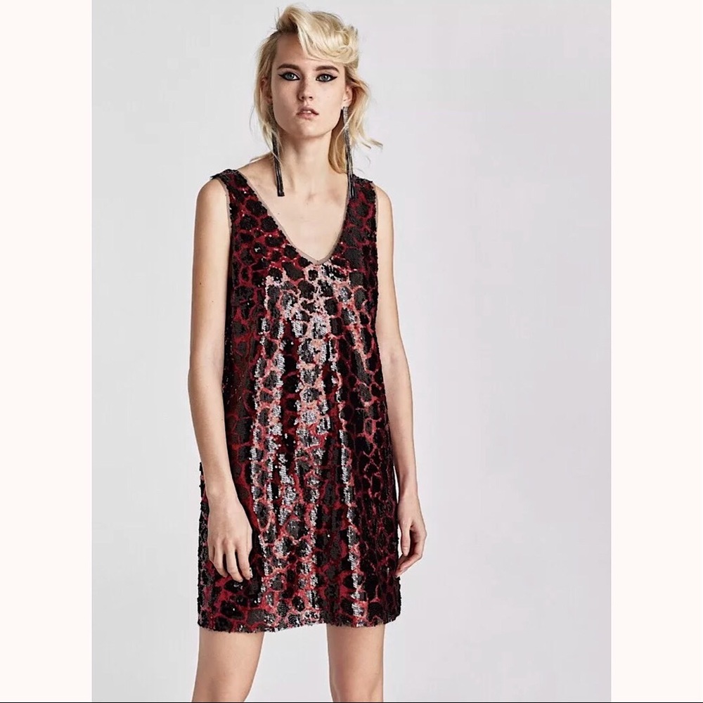 ZARA PRINTED SEQUINED DRESS